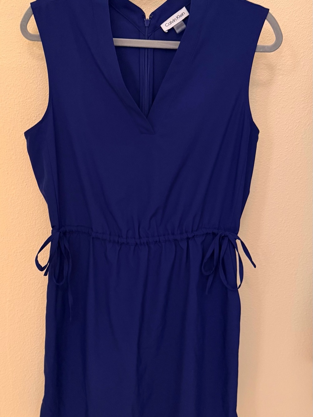Calvin Klein Sleeveless V-Neck Drawstring Waist Tunic - Royal Blue